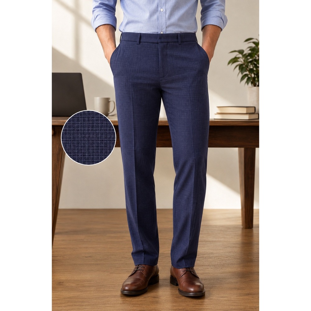 Tommy Hilfiger Men's Blue Performance Stretch Plaid Dress Pants 34x34